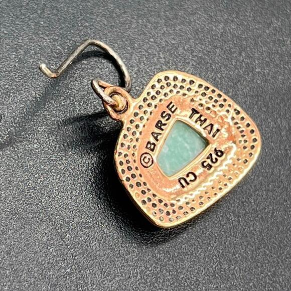 Barse Signed Sterling Silver Bronze Ornate and Turquoise Dangle Earrings - Picture 4 of 7